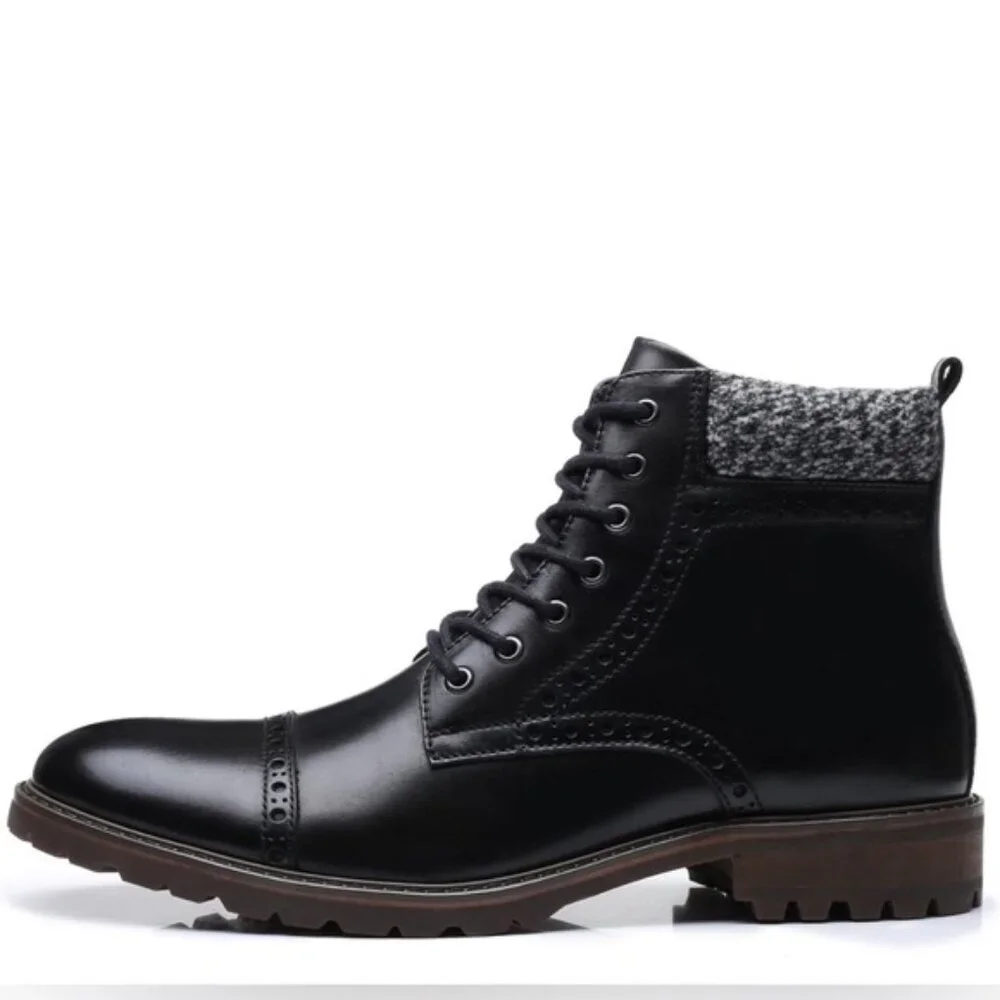NWOB LA MILANO THOMAS GENUINE LEATHER Cap Toe Lace Up Casual Oxford Boots B51573